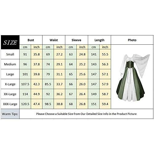  할로윈 용품Abaowedding Womens Renaissance Medieval Costumes Dress Trumpet Sleeves Gothic Retro Gown