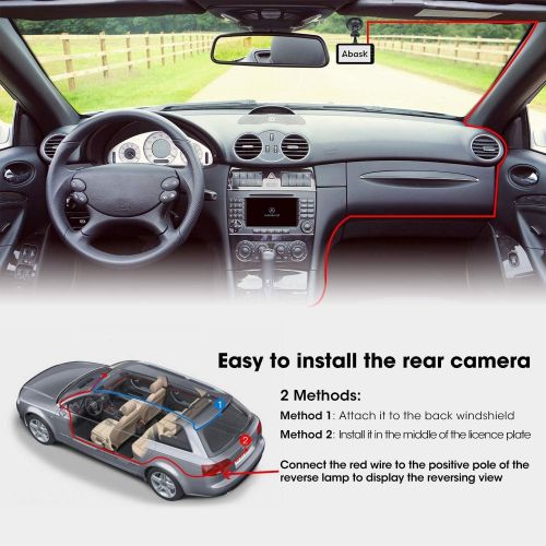  Abask Dashcam Car Front and Rear Car Camera with 32GB SD Card, 4 Inch Full HD 1080P, 170° Wide Angle, Night Vision, G Sensor, WDR, Loop Recording, Parking Monitoring and Motion Det