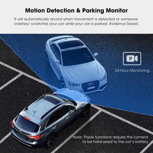  Abask Dashcam Car Front and Rear Car Camera with 32GB SD Card, 4 Inch Full HD 1080P, 170° Wide Angle, Night Vision, G Sensor, WDR, Loop Recording, Parking Monitoring and Motion Det