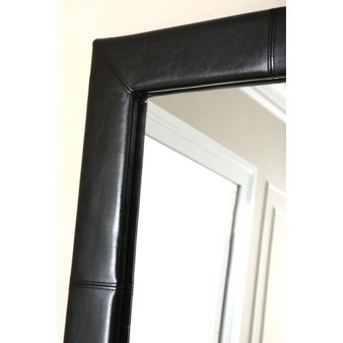  Abbyson Allure Black Leather Floor Mirror