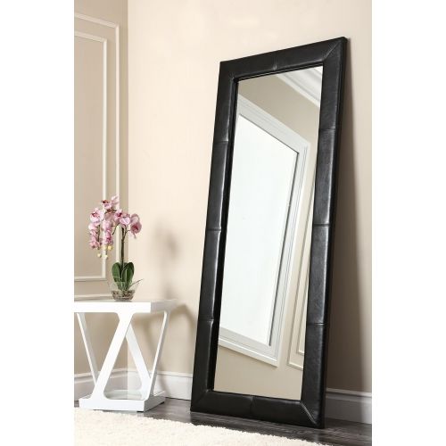  Abbyson Allure Black Leather Floor Mirror