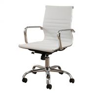 Abbyson Living Ariel Silver Leather Office Chair in White