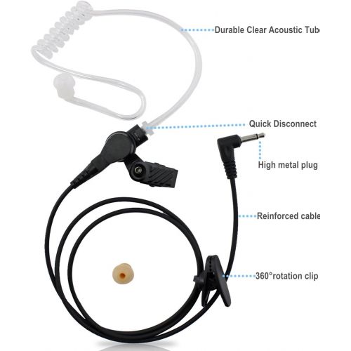  AbcGoodefg abcGoodefg 3.5mm ReceiverListen only Surveillance Headset Earpiece with Clear Acoustic Coil Tube Earbud Audio Kit for Two-Way Radios, Transceivers and Radio Speaker Mics Jacks (10
