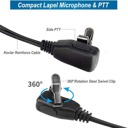  AbcGoodefg abcGOODefg 2 Pin G Shape Security Clip-Ear Earphone Headset for Retevis Kenwood PUXING Baofeng UV5R UV82 888S H777 Radio with PTT MIC (10 Pack)
