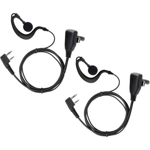  AbcGoodefg abcGOODefg 2 Pin G Shape Security Clip-Ear Earphone Headset for Retevis Kenwood PUXING Baofeng UV5R UV82 888S H777 Radio with PTT MIC (10 Pack)