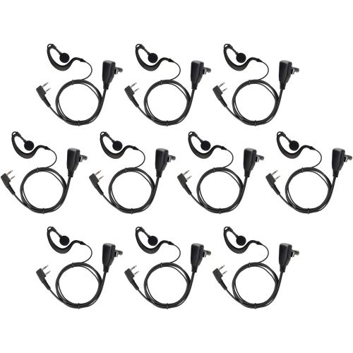  AbcGoodefg abcGOODefg 2 Pin G Shape Security Clip-Ear Earphone Headset for Retevis Kenwood PUXING Baofeng UV5R UV82 888S H777 Radio with PTT MIC (10 Pack)