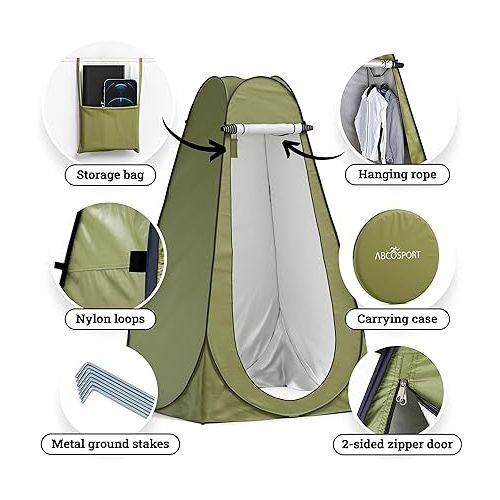  ABCO Pop Up Privacy Tent Instant Portable Outdoor Shower Tent, Camp Toilet, Changing Room, Rain Shelter with Window for Beach Easy Set Up, Foldable with Carry Bag, Lightweight and Sturdy - Pop Up Pod