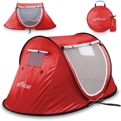  [아마존핫딜][아마존 핫딜] Abco Tech Pop Up Tent - Automatic Instant Tent - Portable Cabana Beach Tent - Fits 2 People - Windows and Doors on Both Sides - Water Resistant, UV Protection Sun Shelter - Carry Bag Include