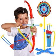 [아마존베스트]Toy Bow and Arrow for Kids - Practice Toy Archery Set - Target Stand, Quiver, Bow and 3 Arrows - Safe and Durable - Fun for Boys and Girls - Ages 8 and Up