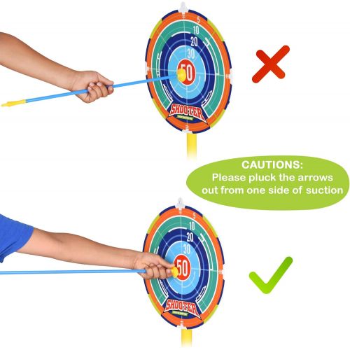  [아마존베스트]Toy Bow and Arrow for Kids - Practice Toy Archery Set - Target Stand, Quiver, Bow and 3 Arrows - Safe and Durable - Fun for Boys and Girls - Ages 8 and Up