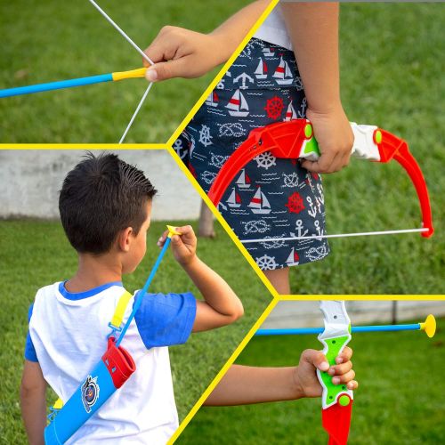  [아마존베스트]Toy Bow and Arrow for Kids - Practice Toy Archery Set - Target Stand, Quiver, Bow and 3 Arrows - Safe and Durable - Fun for Boys and Girls - Ages 8 and Up