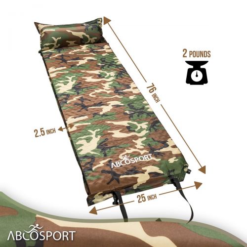  Abco Tech Self-Inflating Sleeping Pad With Pillow  Waterproof lightweight Foam Padding  For Hiking  Camping or Outdoor Activity