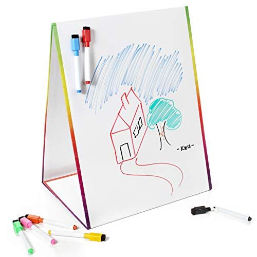  [아마존베스트]Abesons Kids Self-Standing Double-Sided Tabletop Magnetic Easel & Dry Erase White Board. Includes 8 Pack Dry Erase Magnetic Color Markers