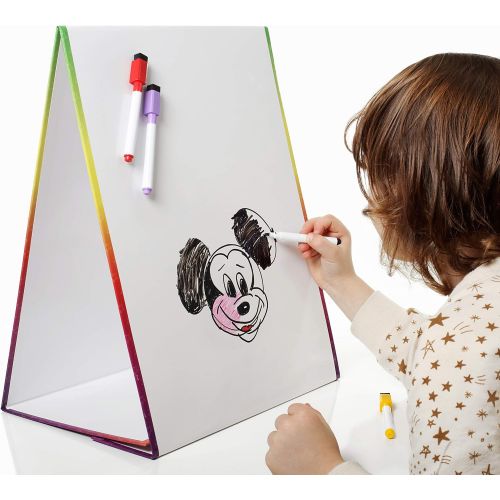  [아마존베스트]Abesons Kids Self-Standing Double-Sided Tabletop Magnetic Easel & Dry Erase White Board. Includes 8 Pack Dry Erase Magnetic Color Markers