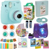 Abesons Fujifilm Instax Mini 9 Camera Ice Blue (USA) + Accessories kit for Fujifilm Instax Mini 9 Camera Includes Instant Camera + Fuji Instax Film (20 PK) Galaxy Case + Frames + Selfie Le