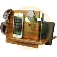 Abhandicrafts Deal of The Day - Universal Wooden Docking Station, Smartphones Docking Station for Men, Women, Dad, Wife, Husband, Anniversary Presents for HimHer (Brown)