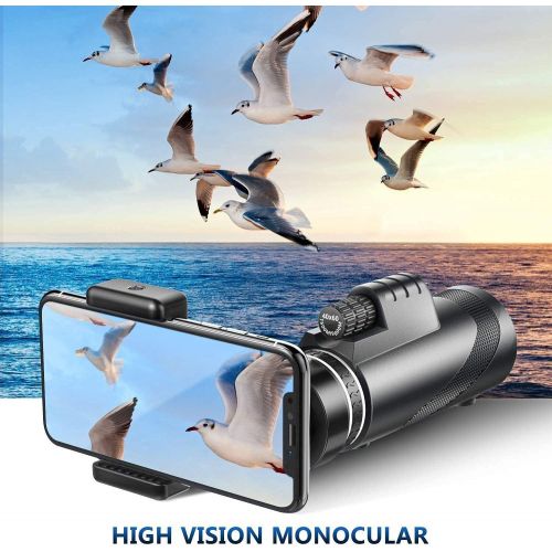  [아마존베스트]Abilly Monocular Telescope 40×60 Compact High Power Zoom Star Scope BAK4 Prism for Bird Watching Wildlife Traveling Concert Sports Game with Holder Tripod Clip