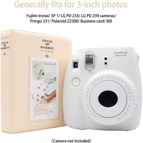 Ablus 64 Pockets Mini Photo Album for Fujifilm Instax Mini 7s 8 8+ 9 25 26 50s 70 90 Instant Camera & Name Card (64 Pockets, Beige)