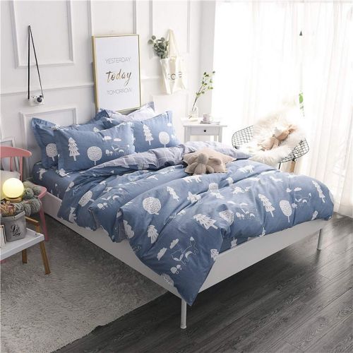  Abojoy Forest Duvet Cover Sets Tree Dandelion Mushroom Fox Woods 300TC Cotton Luxury Soft Reversible Bedding Set for Boys Girls Kids 3pc - 1 Duvet Cover with Zipper Closure 2 Pillo