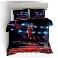 Abojoy Basketball Duvet Cover Set Twin Size, Superstar Slam Dunk in The Basketball Field Printed 3D Bedding Set for Teens Boys Girls, 3pcs 1 Duvet Cover 1 Pillowcase