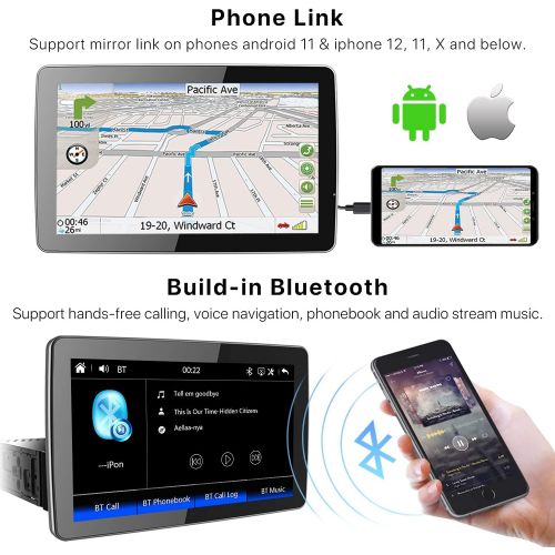  [아마존베스트]9 Single Din Touchscreen Car Stereo, aboutBit Adjustable Multimedia Receiver with PhoneLink/Built-in Bluetooth/Dual USB/AM&FM Radio/USB & SD/Backup Camera/Steering Wheel Control