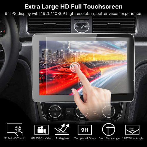  [아마존베스트]9 Single Din Touchscreen Car Stereo, aboutBit Adjustable Multimedia Receiver with PhoneLink/Built-in Bluetooth/Dual USB/AM&FM Radio/USB & SD/Backup Camera/Steering Wheel Control