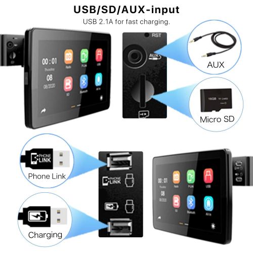  [아마존베스트]9 Single Din Touchscreen Car Stereo, aboutBit Adjustable Multimedia Receiver with PhoneLink/Built-in Bluetooth/Dual USB/AM&FM Radio/USB & SD/Backup Camera/Steering Wheel Control