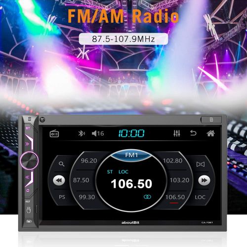  7 inch Double Din Digital Media Car Stereo Receiver,aboutBit Bluetooth 5.0 Touch Screen Car Radio MP5 Player Support Rear/Front-View Camera, AM/FM/MP3/USB/Subwoofer,Aux Input,Mirro