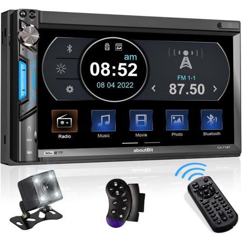  aboutBit Bluetooth Double Din Car Stereo - 7 inch HD Touchscreen MP5 Player Car Audio Receiver ? Phonelink Rearview Camera AM/FM Radio USB/SD/AUX Subwoofer SWC Wireless Remote Cont