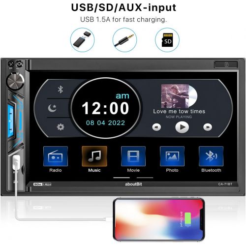  aboutBit Bluetooth Double Din Car Stereo - 7 inch HD Touchscreen MP5 Player Car Audio Receiver ? Phonelink Rearview Camera AM/FM Radio USB/SD/AUX Subwoofer SWC Wireless Remote Cont