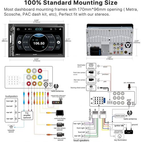  aboutBit Bluetooth Double Din Car Stereo - 7 inch HD Touchscreen MP5 Player Car Audio Receiver ? Phonelink Rearview Camera AM/FM Radio USB/SD/AUX Subwoofer SWC Wireless Remote Cont