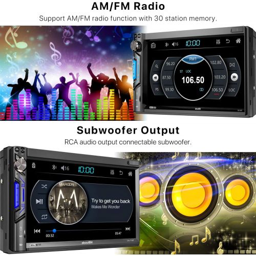  aboutBit Bluetooth Double Din Car Stereo - 7 inch HD Touchscreen MP5 Player Car Audio Receiver ? Phonelink Rearview Camera AM/FM Radio USB/SD/AUX Subwoofer SWC Wireless Remote Cont