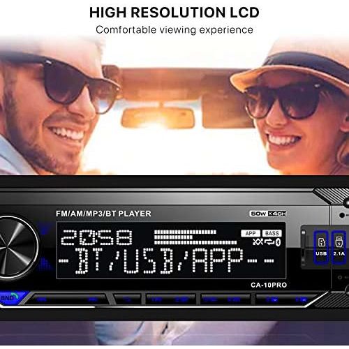  [아마존베스트]-Service-Informationen aboutBit USB Car Radio with Bluetooth Hands-Free Kit, 1 DIN Car Radio MP3 Player with Dual USB/SD/AUX-in, FM/AM Radio, Fast Charging, Wireless Remote & App Control, 7 Colours Light