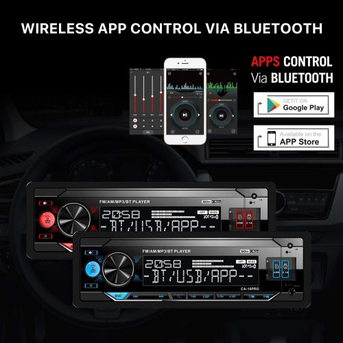  [아마존베스트]-Service-Informationen aboutBit USB Car Radio with Bluetooth Hands-Free Kit, 1 DIN Car Radio MP3 Player with Dual USB/SD/AUX-in, FM/AM Radio, Fast Charging, Wireless Remote & App Control, 7 Colours Light