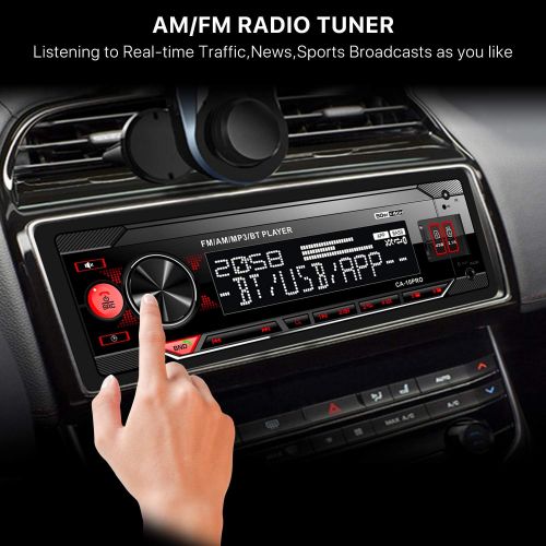  [아마존베스트]-Service-Informationen aboutBit USB Car Radio with Bluetooth Hands-Free Kit, 1 DIN Car Radio MP3 Player with Dual USB/SD/AUX-in, FM/AM Radio, Fast Charging, Wireless Remote & App Control, 7 Colours Light