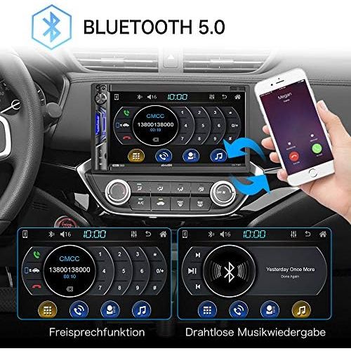  [아마존베스트]-Service-Informationen 2 DIN Car Radio with Mirrorlink for iOS/Android Bluetooth MP5 Multimedia Car Player 7 Inch Touch Screen AM/FM Front Rear View Camera AUX, SD USB/Subwoofer Steering Wheel Control 7