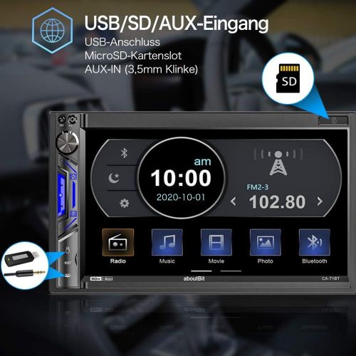  [아마존베스트]-Service-Informationen 2 DIN Car Radio with Mirrorlink for iOS/Android Bluetooth MP5 Multimedia Car Player 7 Inch Touch Screen AM/FM Front Rear View Camera AUX, SD USB/Subwoofer Steering Wheel Control 7