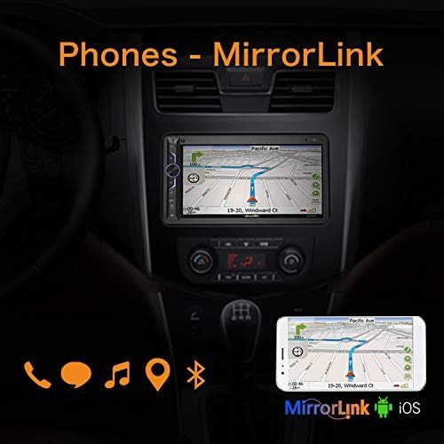  [아마존베스트]-Service-Informationen 7 Inch Double DIN Digital Media Car Radio Receiver, AboutBit Bluetooth 5.0 Touch Screen Car Radio MP5 Player, Supports Rear / Front Camera, AM/FM/MP3/USB/Subwoofer, AUX Input, Mirr