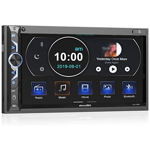  [아마존베스트]-Service-Informationen 7 Inch Double DIN Digital Media Car Radio Receiver, AboutBit Bluetooth 5.0 Touch Screen Car Radio MP5 Player, Supports Rear / Front Camera, AM/FM/MP3/USB/Subwoofer, AUX Input, Mirr