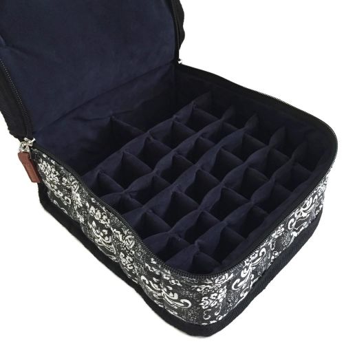  Abrazo Designs 42-Bottle Essential Oil Carrying Case (5ml,10ml,15ml) with Plush Navy Velvet Interior for doTERRA, Young Living Bottles for Aromatherapy Travel or Storage (Black)