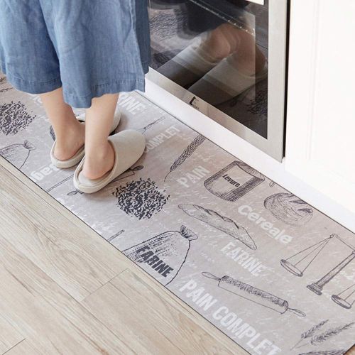  Abreeze 2 Piece PVC Anti-oil Rug Non-Slip Kitchen Mat Doormat Runner Rug Set,Wheat Design (17.7x31.5+17.7x47.2)