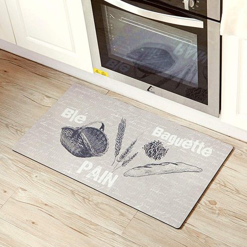  Abreeze 2 Piece PVC Anti-oil Rug Non-Slip Kitchen Mat Doormat Runner Rug Set,Wheat Design (17.7x31.5+17.7x47.2)