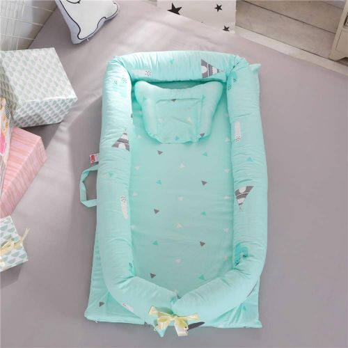 Abreeze Baby Lounger,Infant Lounger,Newborn Lounger: Breathable,Hypoallergenic-Perfect for Co-Sleeping,Cotton Portable Travel Infant Bed,Crib,Bassinet,or Cactus Baby Nest,Green