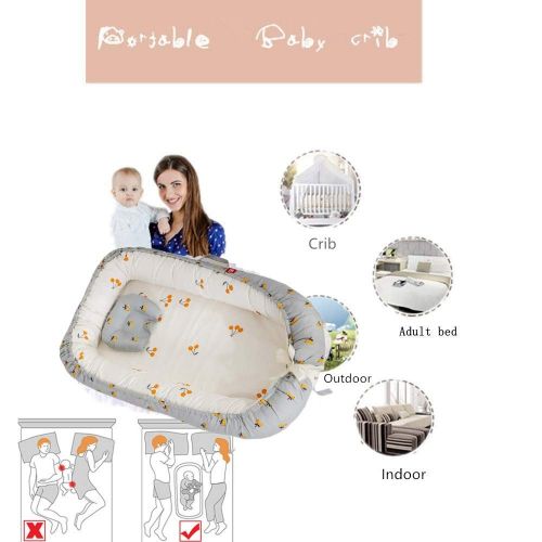  Abreeze Ruffled Baby Bassinet for Bed -Colorful Stars Baby Lounger - Breathable & Hypoallergenic...