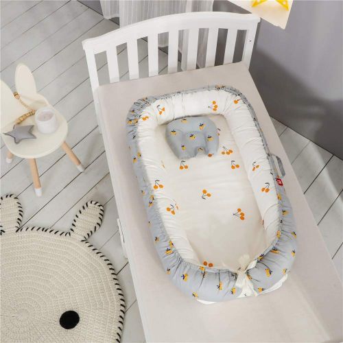  Abreeze Ruffled Baby Bassinet for Bed -Colorful Stars Baby Lounger - Breathable & Hypoallergenic...