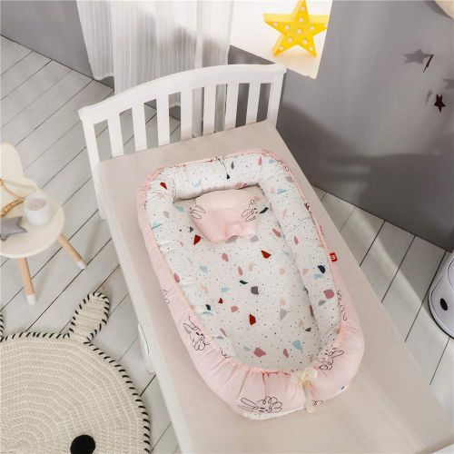  Abreeze Ruffled Baby Bassinet for Bed -Colorful Stars Baby Lounger - Breathable & Hypoallergenic...