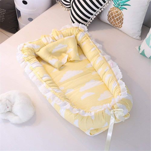  Abreeze Ruffled Baby Bassinet for Bed -Colorful Stars Baby Lounger - Breathable & Hypoallergenic...