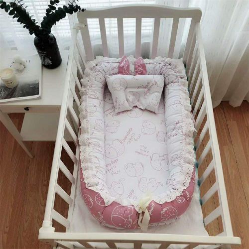  Abreeze Ruffled Baby Bassinet for Bed -Colorful Stars Baby Lounger - Breathable & Hypoallergenic...