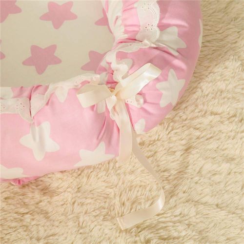  Abreeze Baby Bassinet for Bed - -Pink Stars Baby Lounger - Breathable & Hypoallergenic Co-Sleeping Baby...