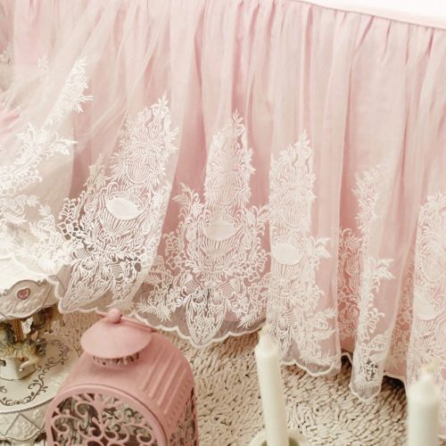  Abreeze 4-Piece Girls Fairy Bedding Sets Lace Design, Girls Bedding Romantic Princess Cotton Duvet Cover Set Twin Pink
